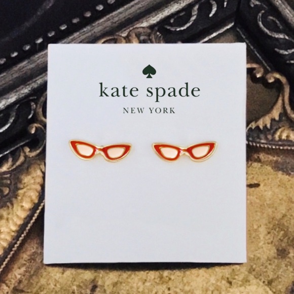 KATE SPADE • Dress The Part Red Masquerade Glasses Earrings - Picture 3 of 3